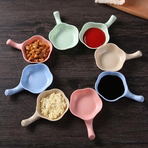 Mini Cute Wheat Straw Bowl Seasoning Sauce Dish Dip Bowl Side Plates Butter Sushi Appetizers Snack Vinegar Solid Soybean Dish