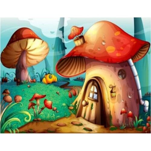 Cartoon diamond mosaic mushroom full square embroidery painting rhinestone wall sticker decor diamond art needlework handcraft