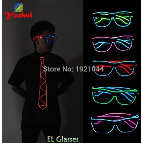 Newest Powered By DC-3V Flashing EL Wire 5 style Double color Glasses Cold Light Tube Rope Flexible Neon Party Decoration