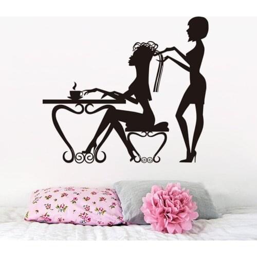 Removable Beauty Salon Shop Decorative Vinyl Wall Decal Hairdressing Self-Adhesive Sticker Art Curving Wallpaper NY-341