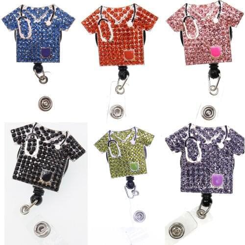 10pcs/lot 6 Colors Women And Men Scrub Medical Nurse Retractable Suit Badge Holder Pull Reels