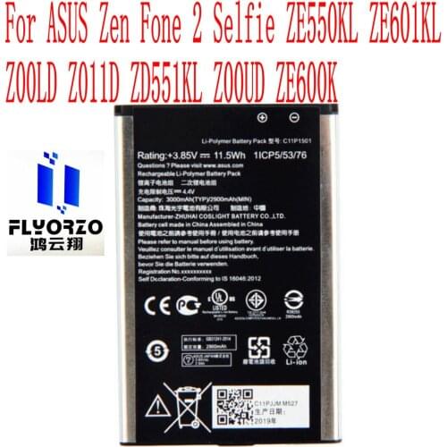 High Quality 2900mAh C11P1501 Battery For ASUS Zen Fone 2 Selfie ZE550KL ZE601KL Z00LD Z011D ZD551KL Z00UD ZE600K Mobile Phone