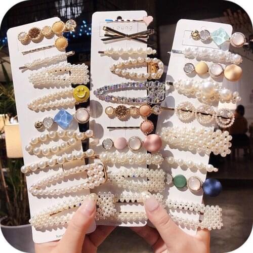 Korea New Fashion Crystal Headwear HairPins Women Girls Trendy Pearl Hair Clips Barrettes Hair Accessories Jewelry 2020 Gift