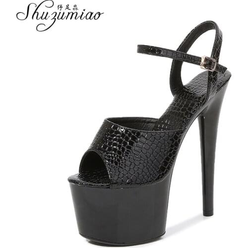 Shuzumiao Gladiator Women Sandals Shoes Fashion 2021 High Heels Platform 15 17 CM Thick Bottom Ladies Stripers Sexy Bed Shoes