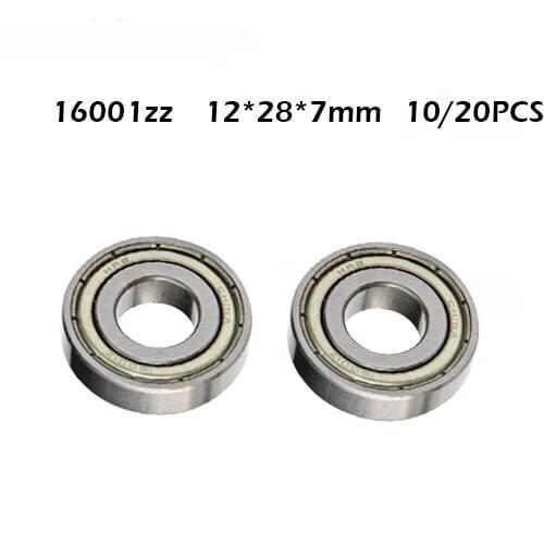 10/20Pcs Double Shielded 16001ZZ 16001Z 16001-2Z 12*28*7 mm Deep Groove Ball Bearings
