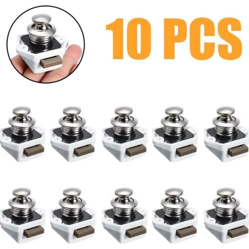 10pcs White Mini Push Button Knob Lock Cabinet Boat Caravan Door Push Button Lock safety DIY Pop Up Knob Lock Door Hardware