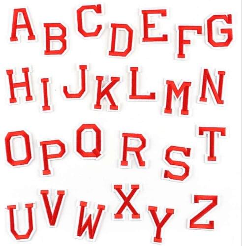 10 same pcs/lot Red Embroidered Alphabet Letters Clothes Patch