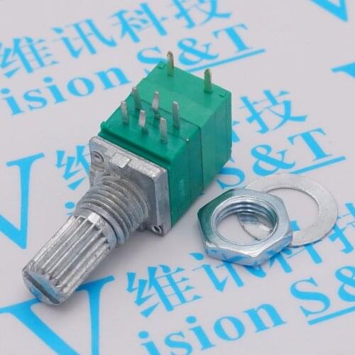 20pcs B1K B5K B10K B20K B50K B100K potentiometer 8P double potentiometer RV097 with switch volume 15mm handle for amplifier