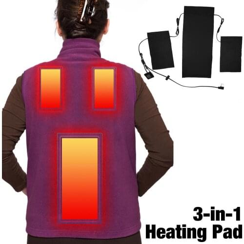 3 Areas Clothes Heating Pads USB Charging Carbon Fiber Heating Pad Waterproof Electric Heating Sheet For Clothes Vests Underwear