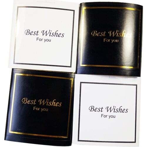 30pcs/lot Black&White Color classica Best Wishes For you slogan For Gift Cake Baking Sealing Big Size Stickers Scrapbooking