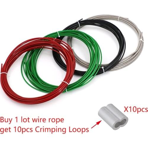 5M GREEN/RED/Black/Transparent Color PVC Plastic Coated Stainless Steel 304 Wire Rope Cable 1MM-4MM Diameter After Coating