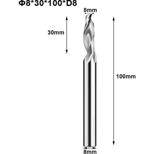 5pc HSS CNC engraving carving bit 8mm shank single flute spiral end mill Copper steel metal aluminum Alloy panels 8x30x100xD8