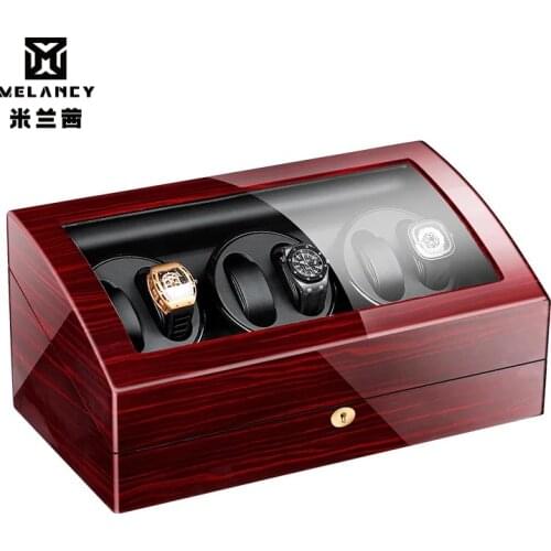 Auto Wooden Watch Winder Watch Storage Box Winder Case Transparent Cover Wristwatch Box 6+7 Mabuchi Motor with US Plug