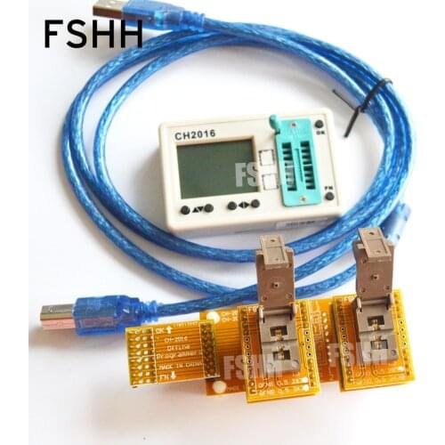 Offline programmers CH2016 SPI FLASH programmer+2X3mm QFN8+QFN8 test socket Production 1 drag 2 programmer