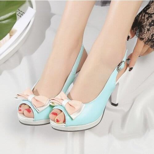 Big Size high heels sandals women shoes woman summer ladies Sweet high-heeled fishmouth buckle womens shoes