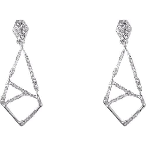 Wind personality geometric crisscross lines simple cold wind inlaid zircon long exaggerated earrings