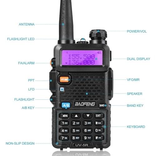 Baofeng UV-5R Ham Radio Dual Band 136-174Mhz & 400-520Mhz 5W Two Way Radio Walkie Talkie UV5R