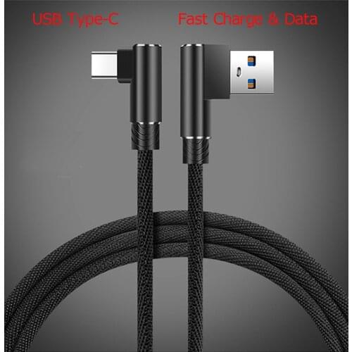 USB3.1 Type C Braided Fabric 90 Degree Fast Charger Quick Charge Data Line Game Cable Cord for XiaoMi mi6 mi5 mi 4S mi4c Letv x6