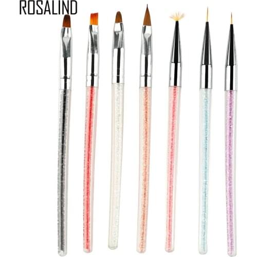 ROSALIND Nail Art Brush 7 Colors Acrylic Drawing Pen Flower Painting Books Line Design Set for Manicure Brush