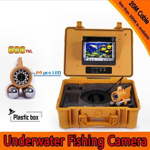 20m Depth Underwater Fishing Camera Kit with Dual Lead Bar & 7Inch Color TFT LCD Monitor & Yellow Hard Plastics Case
