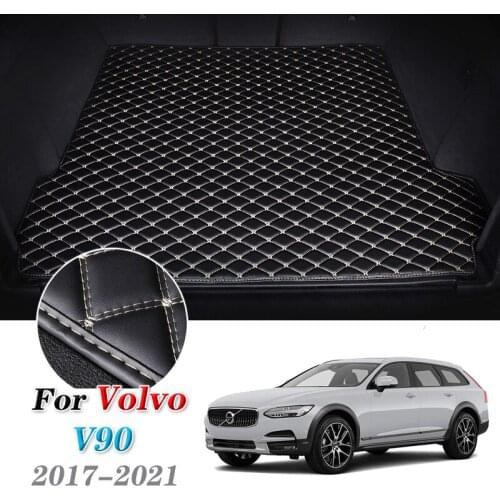 Custom Leather Car Trunk Mats For Volvo V90 2017-2021 Rear Trunk Floor Mat Tray Carpet Mud