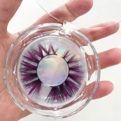Hot Selling Colorful 5D Mink Eyelashes with Clear Circle Box
