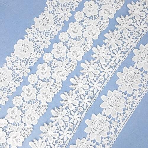 1 Yards White Polyester Embroidery Lace French Lace Ribbon Flower Fabric Guipure Diy Trims Warp Knitting Sewing Accessories