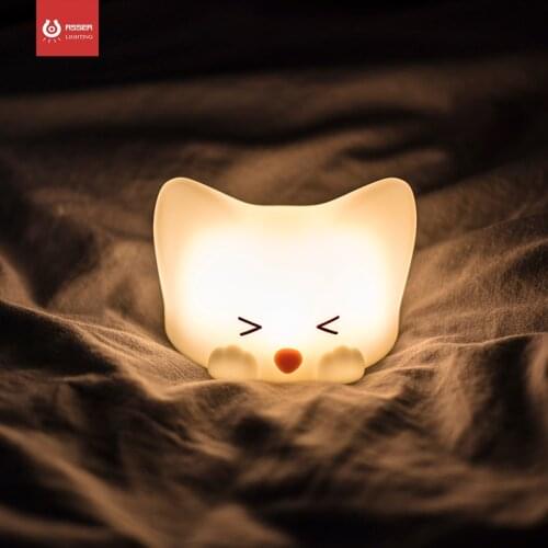Small PaiPai Cat Night Light Changeable Warm Color Soft Silicone Cartoon Style Colorful Face