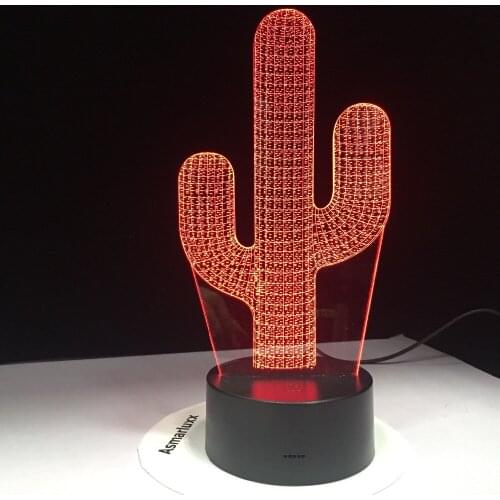 Cute Cactus Shape 3D Color LED Night Light 7 Color Changing Usb Desk Table Lamp Baby Sleeping Lighting For Children Kid Toy Gift