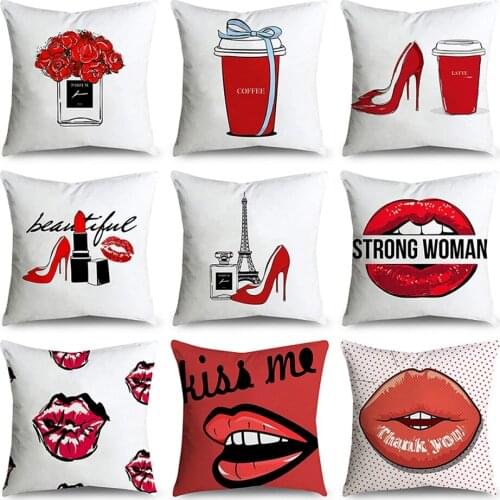 Fashion kiss pattern printed pillow case polyester fiber soft car sofa pillow decorative cushion cover funda cojin deko kissen