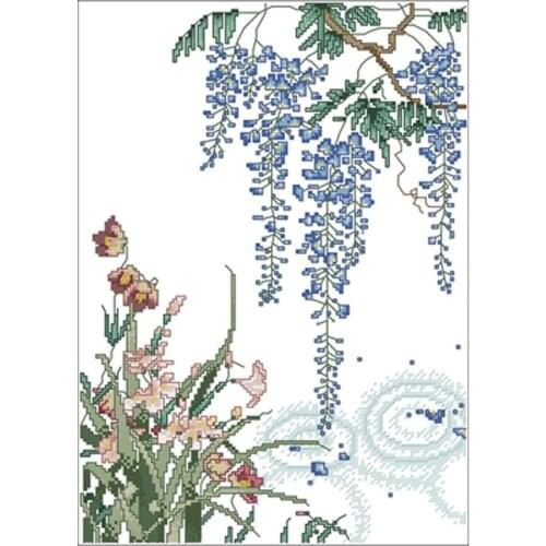 Wisteria flowers (1) patterns Counted Cross Stitch 11CT 14CT 18CT DIY Cross Stitch Kits Embroidery Needlework Sets home decor