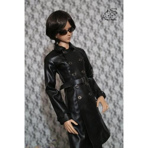 New BJD Doll Clothes Black Leather Coat Windbreaker Leather Pants Outfit for 1/3 1/4 Uncle HID Accessories