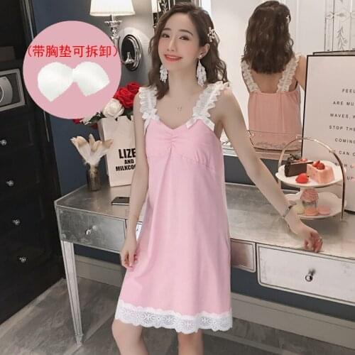2021 New Summer 100% Cotton Nightgowns for Women Sexy Lace Lingerie Spaghetti Strap Sleepwear Nightdress Night Dress Home Nighty