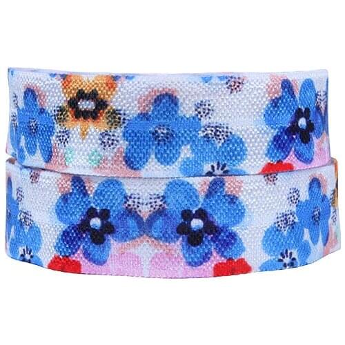 New arrival colorful flower fold over elastic, 50 yards per lot 15mm foe ribbon for hair ties