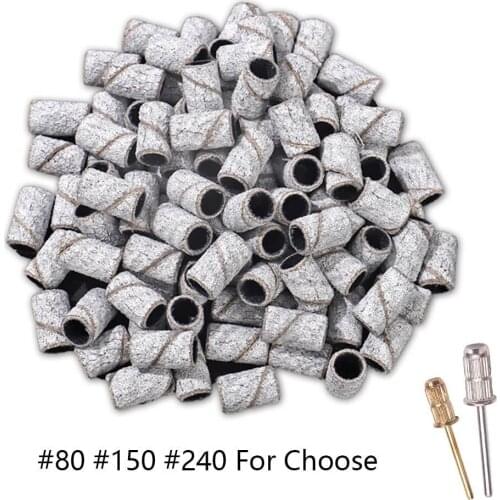 New Arrival 100Pcs Sanding Bands Without Mandrel Electric Nail Drill Accessories Nail Care Polishing Gel Polish Removal Tools