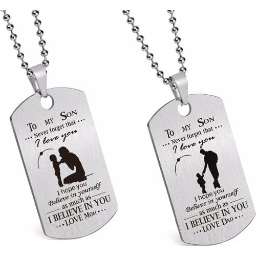 316L stainless steel Dad/Mom gift to my son / daughter i love you Pendant inspired necklace jewelry gift dropship wholesale