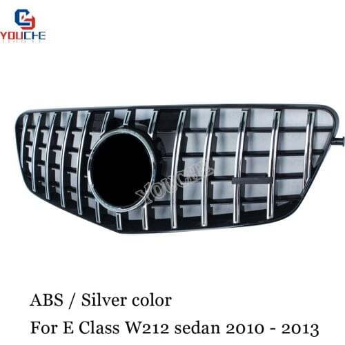 W212 GT Grille Silver Color Replacement Front Grill for Mercedes E Class W212 Pre-facelift 4-door Sedan 2010 - 2013