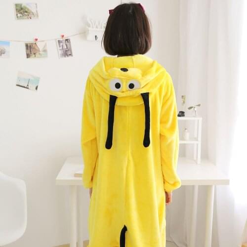 2020 Adults Animal Pajamas Cartoon Sleepwear Dog Pajamas Sets Anime Kigurumi Women Men Warm Flannel Hooded
