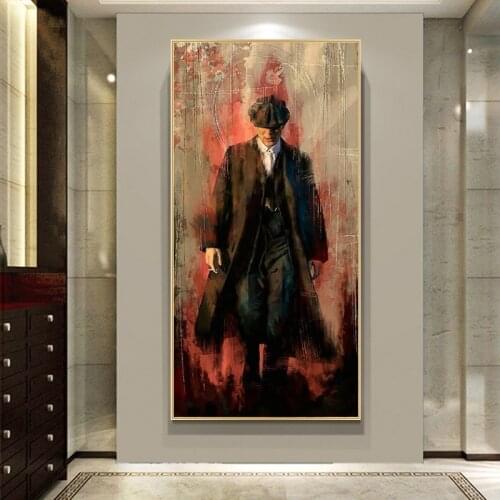 Street Art Peaky Blinders Movie Posters Print on Canvas Abstract Portrait of Tommy Shelby Wall Art Picture for Modern Home Decor