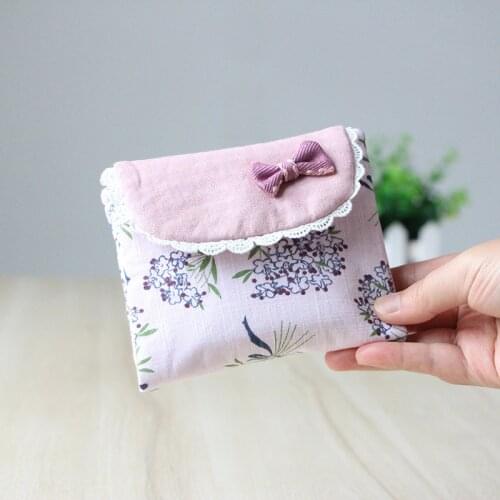 Lovely Women Girl Flower Pattern Sanitary Pad Organizer Bag Napkin Towel Storage Bags Cosmetic Pouch Case Sanitary Napkin Purse