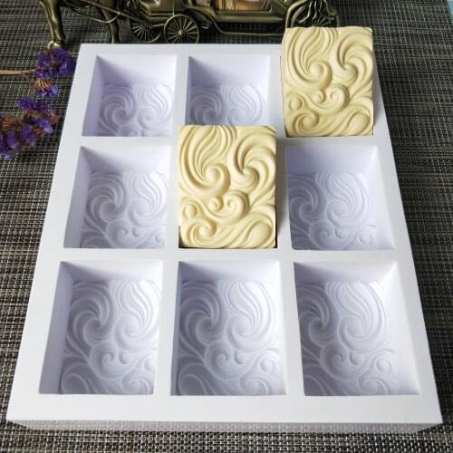 PRZY Nine Holes Square Ripple Soap Silicone Soap Mold Handmade Soap DIY Aroma Mould Soap Making Moulds Resin Clay Molds