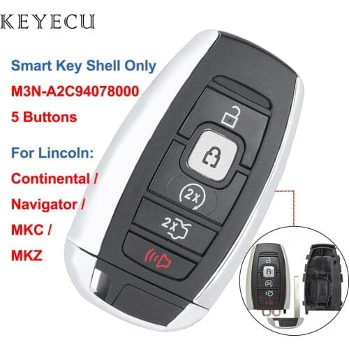 Keyecu 5 Buttons Smart Remote Key Shell Case Cover for Lincoln Continental MKC MKZ Navigator M3N-A2C94078000