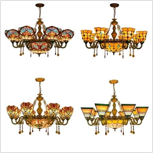 Retro Creative Moroccan Style Stained Glass Bar Villa Mall Club Living Room Crystal 8 Heads Pendant lights AC110-240V