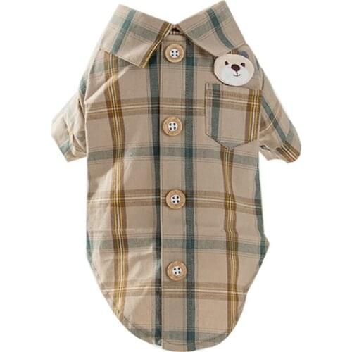 Cat Fashion Gentleman Shirt Spring Summer Plaid Bear Dress Small Dogs Clothes Cat Outfit Pets Clothes Cat Shirts for Cats
