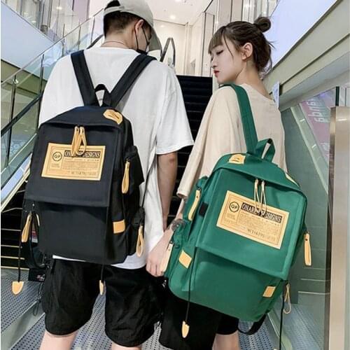 Women Fashion Casual Backpack New Canvas School Bags Girls Boys Shoulder Bag For Teenager Large Capacity Black Travel Rucksack