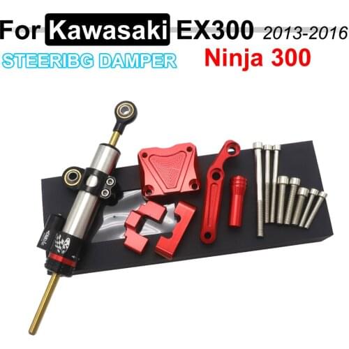 Ninja 300 EX 300 CNC Adjust Steering Damper Stabillizer Bracket Kit Set Mount For Kawasaki EX300 NINJA300 2013-2016