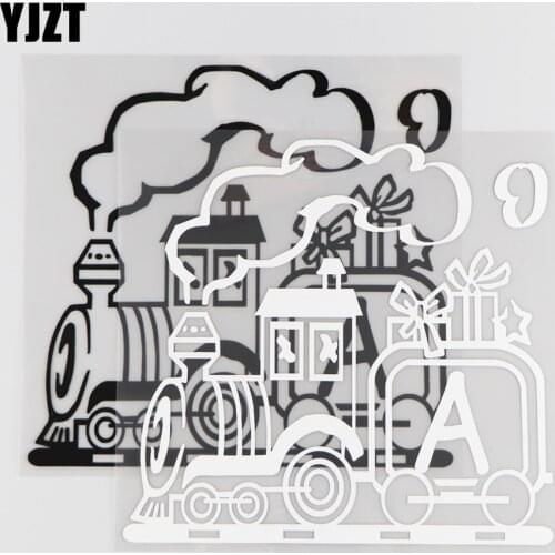 YJZT 18.1CM*17.2CM Cartoon Steam Train Pattern Decorative Car Sticker Vinyl Decal 1A-0144