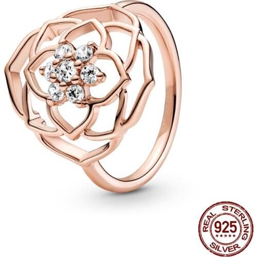Qikaola 925 Sterling Silver Rings For Women 2021 New Spring Rose Petal Ring Making Jewelry Gift Party Engagement CMR098