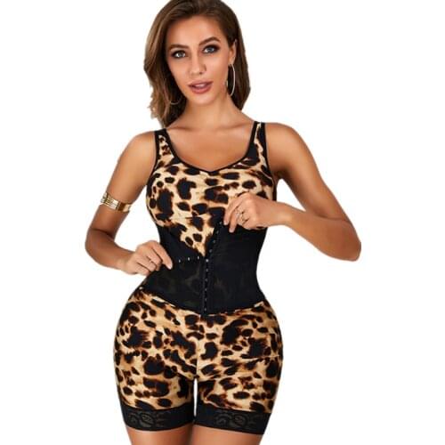 YAGIMI Women Leopard Print Full Body Shaper Slimming Underwear Tummy Control Shapewear Fajas Waist Trainer Trimmer Bodysuit