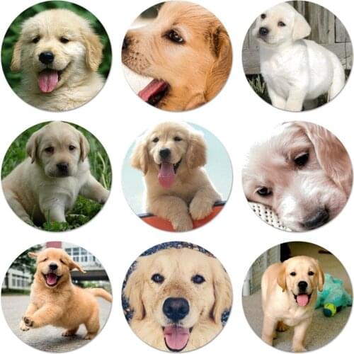 58mm Lovely Golden Labrador Retriever Icons Pins Badge Decoration Brooches Metal Badges For Backpack Decoration